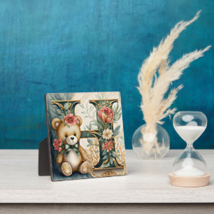 Placa Expositora Oso de peluche floral letra H
