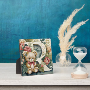 Placa Expositora Oso de peluche floral letra R