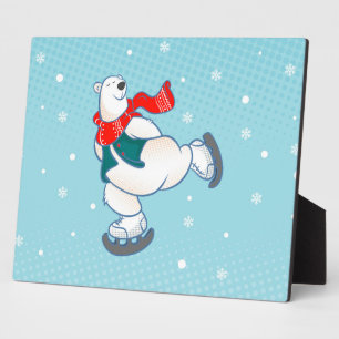 Placa Expositora Oso polar sobre patines de hielo