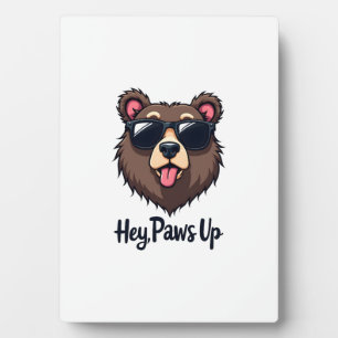 Placa Expositora Oso Vintage Hey Paws Up con Gafas de Sol Perro Div