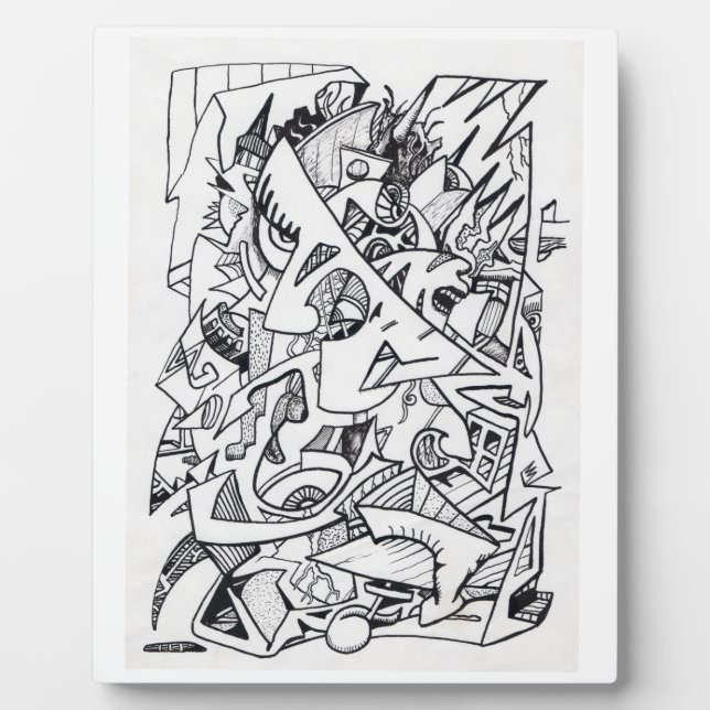 Placa Expositora Otros planos de aquí, dibujo de tinta (Frente)