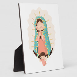 Placa Expositora Our Lady of Guadalupe with angel Kawaii Style
