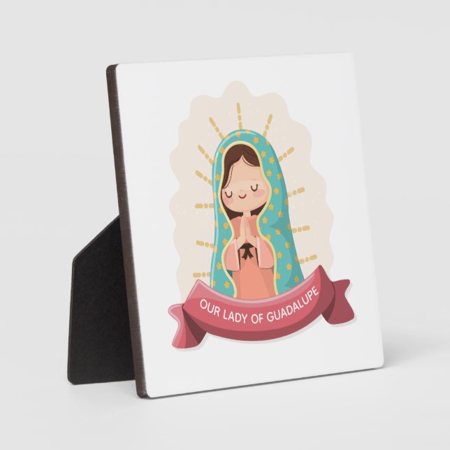 Placa Expositora Our Lady of Guadalupe with ribbon Kawaii Style (Anverso)