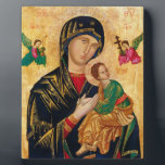 Placa Expositora Our Lady of Perpetual help Virgin Mary Icon Russia<br><div class="desc">Our Lady of Perpetual help Virgin Mary Icon Russia. Our Lady of Perpetual Help (also known as Our Lady of Perpetual Succour) is a Roman Catholic title of the Blessed Virgin Mary as represented in a celebrated 15th-century Byzantine icon also associated with the same Marian apparition. The icon originated from...</div>