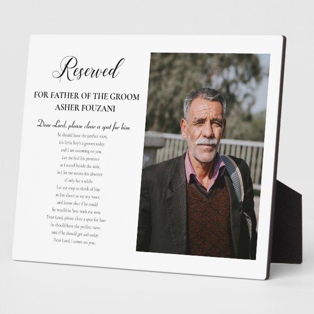 Placa Expositora Padre de la foto de Groom: Querido Boda en memoria (Lado)