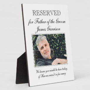 Placa Expositora Padre del Boda en memoria del Rótulo reservado de