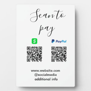 Placa Expositora Pagar con Paypal Cashapp escaneando QR añadir nomb