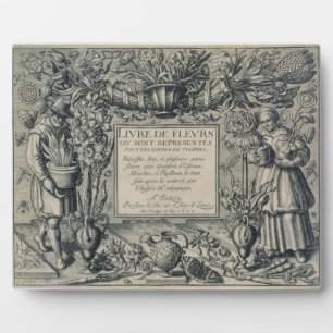 Placa Expositora Página de título de 'Livre des Fleurs' de Jean Le