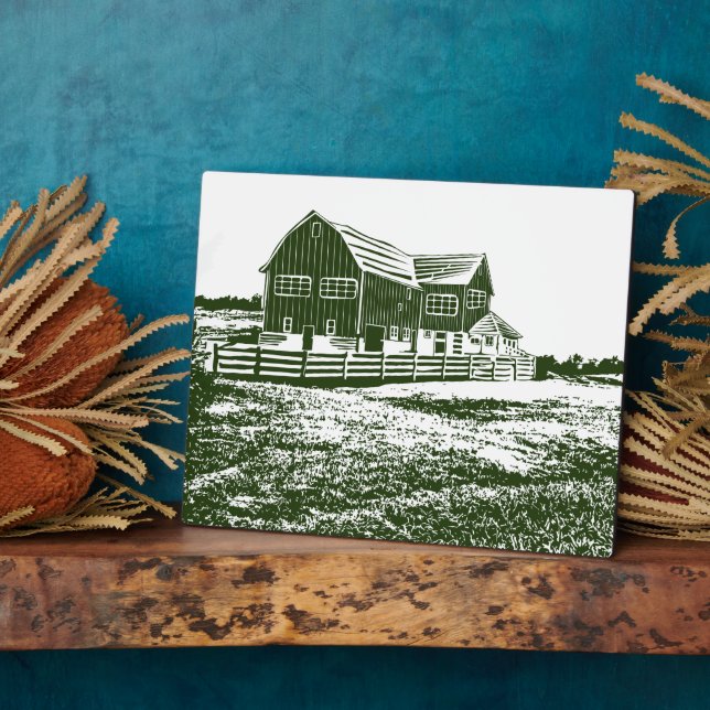 Placa Expositora Paisaje campestre estilo madera casa de campo (Lado)