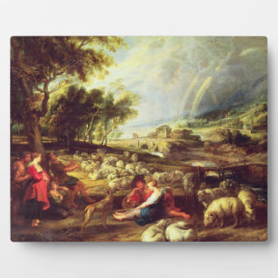 Placa Expositora Paisaje con arcoiris (aceite sobre lienzo)