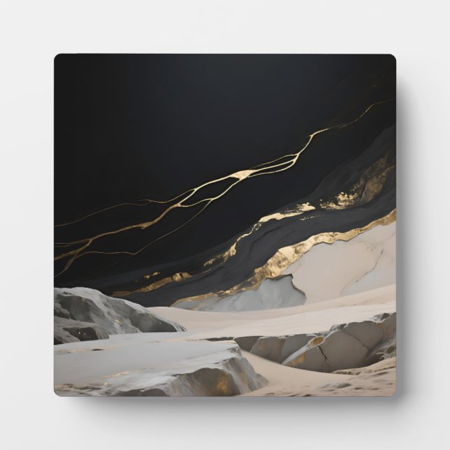 Placa Expositora Paisaje de mármol de oro negro (Frente)