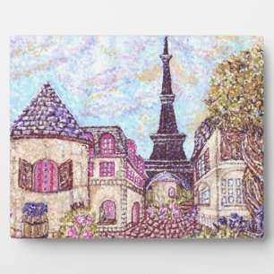 Placa Expositora Paisaje de Pointillismo inspirado en París