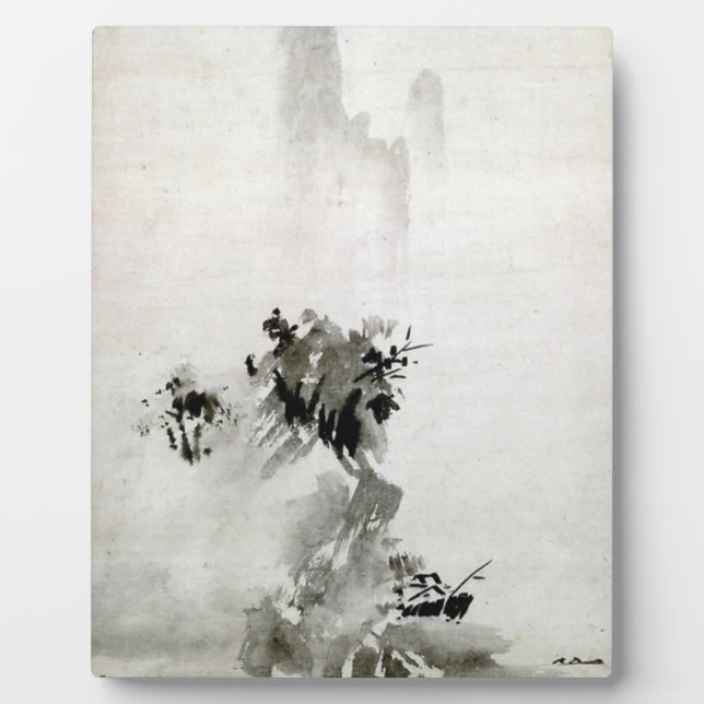 Placa Expositora Paisaje de Sesshu Toyo Haboku - Sansui (Frente)