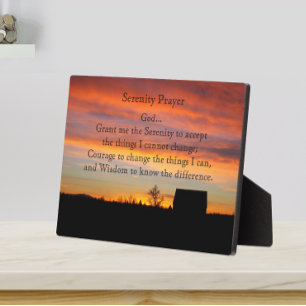 Placa Expositora Paisaje de Silhouette Sunset de Serenity Prayer