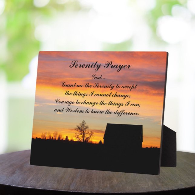 Placa Expositora Paisaje de Silhouette Sunset de Serenity Prayer (In Situ)