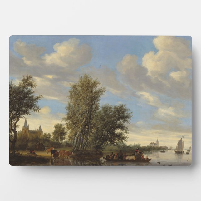 Placa Expositora Paisaje fluvial con ferry, 1649 (aceite sobre lien (Frente)