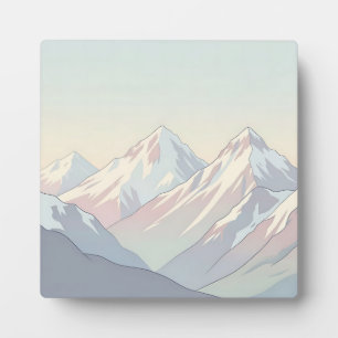 Placa Expositora Paisaje minimalista de montañas en tonos pastel