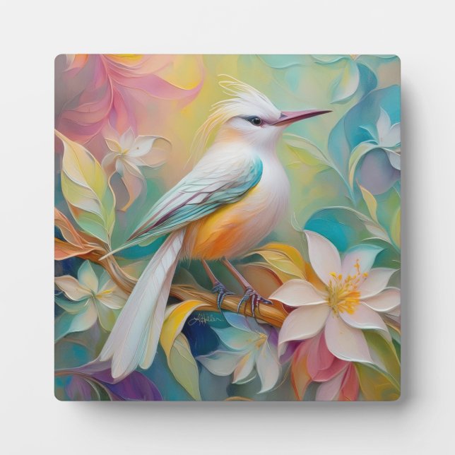 Placa Expositora Pájaro de Fantasía Rumped Dorado (Frente)