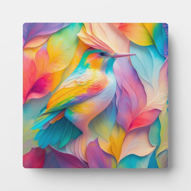 Placa Expositora Pájaro de seda de aves de fantasía (Frente)