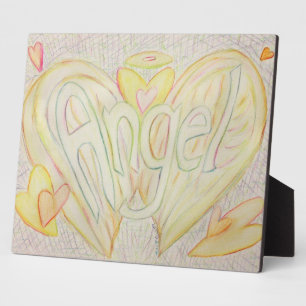 Placa Expositora Palabra Inspiradora Angel Pintando poema Plaque