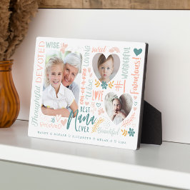 Placa Expositora Palabras para la mejor Nana del mundo Collage de f