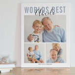 Placa Expositora Palo fotográfico más optimista del mundo moderno<br><div class="desc">Un moderno cumpleaños de collage de fotos, navidades, día del padre, regalo especial de ocasión, con 3 fotos, y texto editable, perfecto para papá, abuelo, mamá, abuela o cualquier pariente. El estilo del tipo de letra, el tamaño y el color de fondo del texto se pueden cambiar haciendo clic en...</div>
