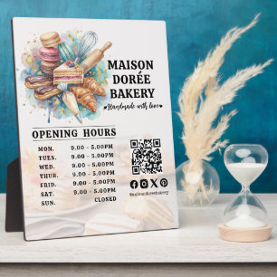 Placa Expositora Panadería Chef de Repostería Horas de Apertura de 