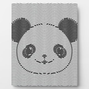 Placa Expositora Panda Bear Face On Wave Pattern