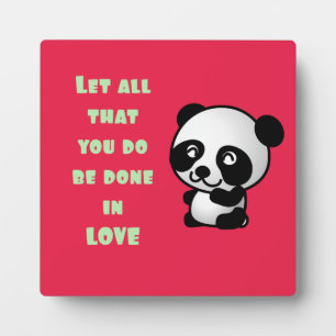 Placa Expositora Panda con Inspiradora cita de amor