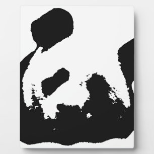 Placa Expositora Panda de arte pop blanco negro