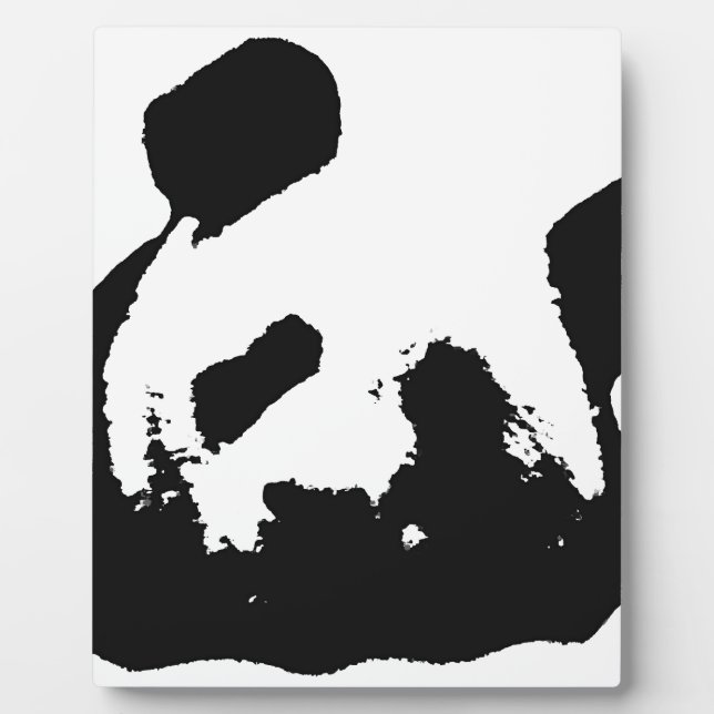 Placa Expositora Panda de arte pop blanco negro (Frente)