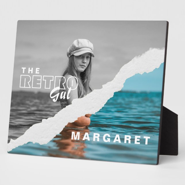 Placa Expositora Pantalla retro de fotografía retratada en blanco y (Lado)