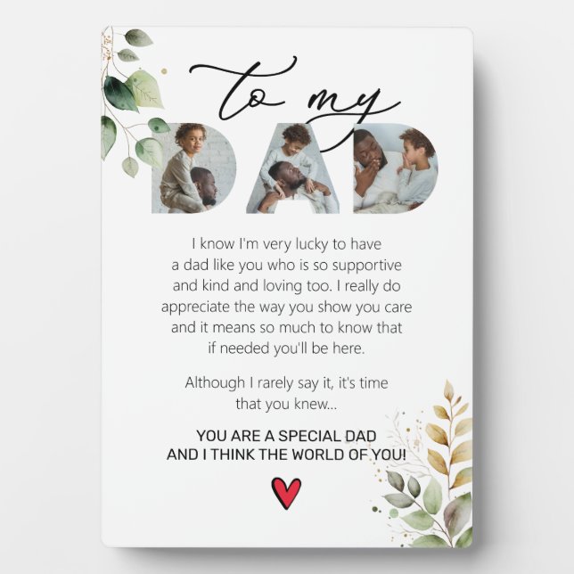 Placa Expositora Papá especial Keepsake diciendo Eucalyptus (Frente)