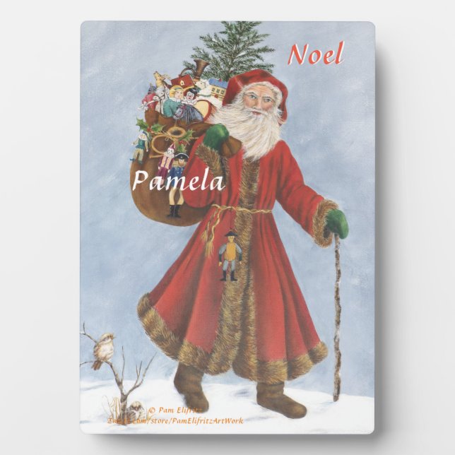 Placa Expositora Papá, Navidad, caña y regalos en la nieve (Frente)