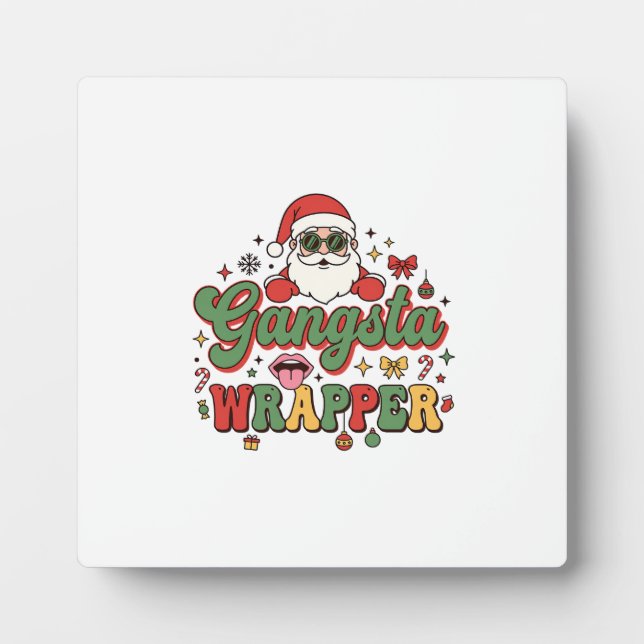 Placa Expositora Papá Noel con envoltorio gánster Navidad (Frente)