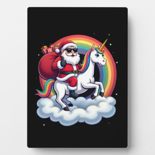 Placa Expositora Papá Noel montando un Unicornio de Navidad Chicas