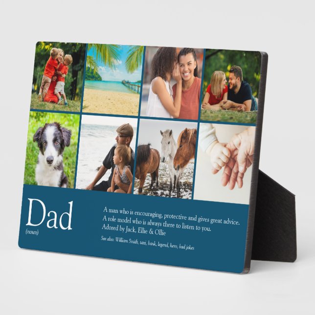 Placa Expositora Papá, papá, padre definición 8 Collage de fotos az (Lado)