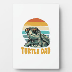 Placa Expositora Papá Tortuga Grabado Vintage Atardecer Retro Vecto