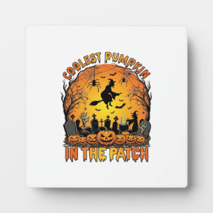 Placa Expositora Parche de Calabaza más Cool Halloween Bruja Arañas
