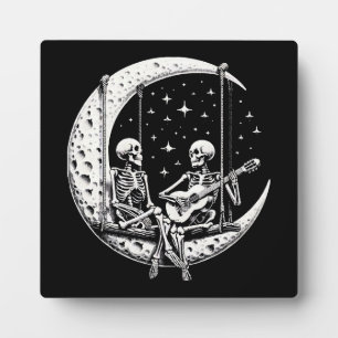 Placa Expositora Pareja de esqueletos guitarra lunar