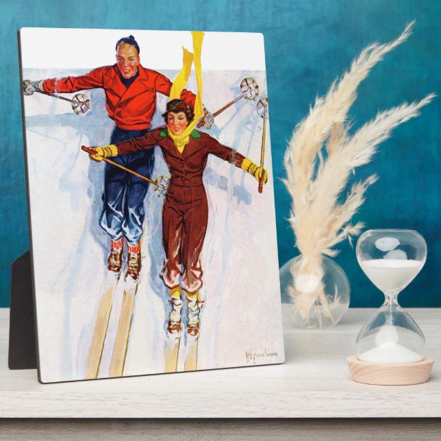 Placa Expositora Pareja de esquí cuesta abajo (Lado)