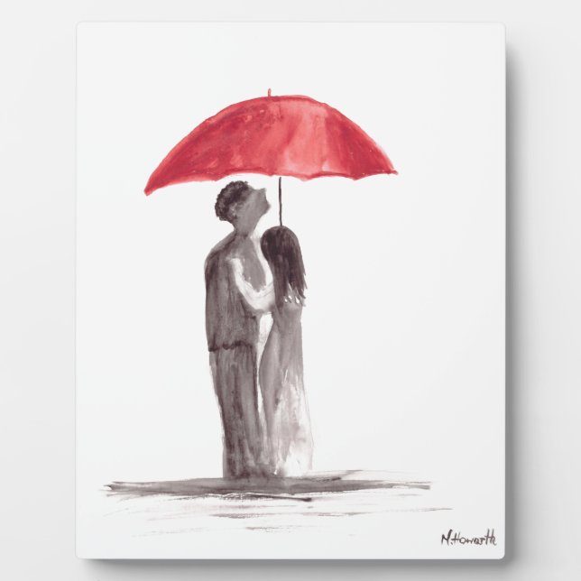 Placa Expositora Pareja de paraguas rojos (Frente)