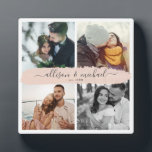 Placa Expositora Pareja recién casada nombre personalizado Instagra<br><div class="desc">Diseño de cuadrícula de fotos moderno y amigable para Insta con espacio para 4 fotos favoritas, personalización fácil para sus nombres personalizados en escritura de pincel chic sobre un fondo rosa suave, esta placa de foto conmemorativa es un regalo excelente para cualquier pareja, novia, novio, recién casados o para un...</div>