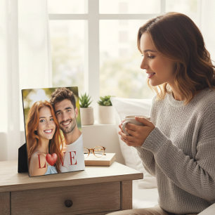 Placa Expositora Pareja Romántica Exhibición de Fotos de Corazón Ro