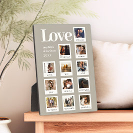 Placa Expositora Parejas Personalizadas Modernas Foto Amor El Beige
