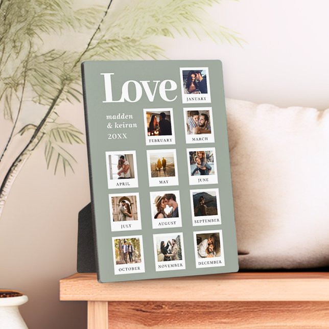 Placa Expositora Parejas Personalizadas Modernas Foto Amor Verde (Subido por el creador)