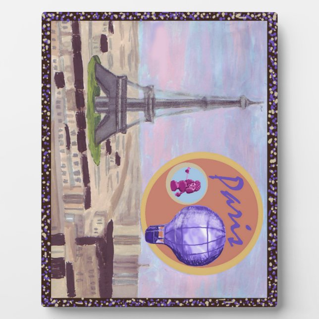Placa Expositora Paris Francia Tabletop Plaque Con Globo De Aire Ca (Frente)