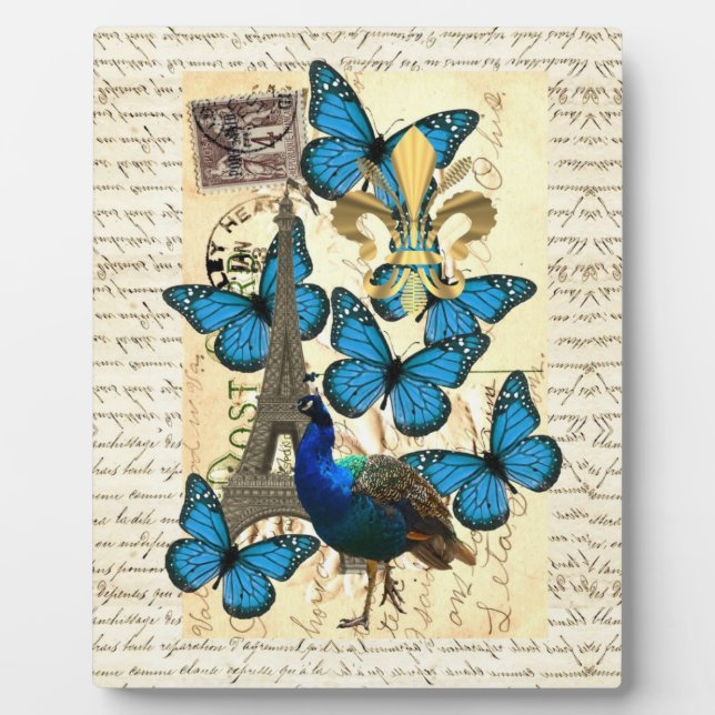 Placa Expositora París, pavo real y mariposas (Frente)