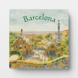 Placa Expositora Park Güell en Barcelona, España