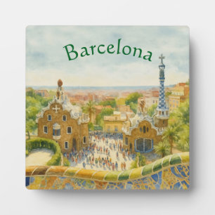 Placa Expositora Park Güell en Barcelona, España